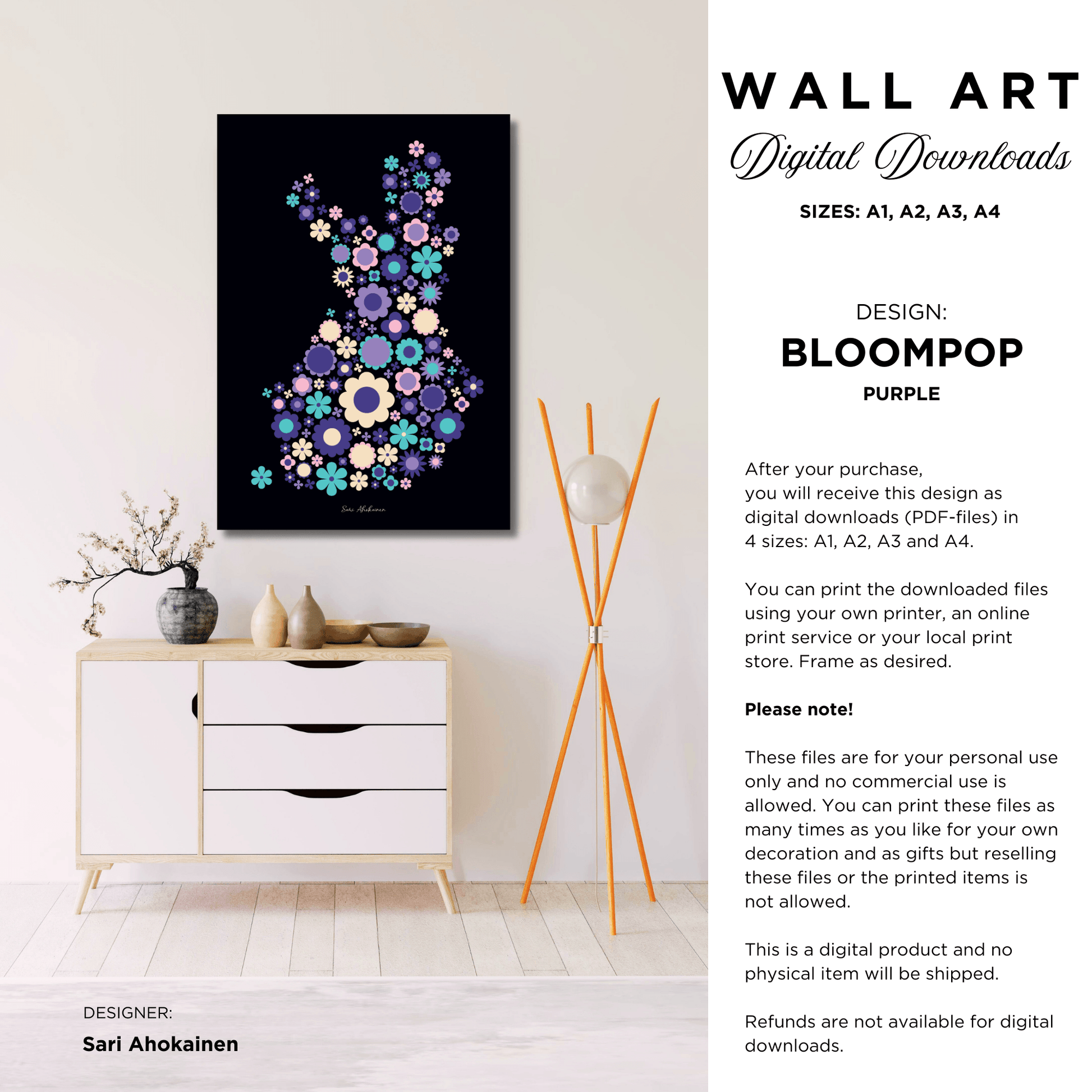 DIGITAL WALL ART - BLOOMPOP purple - SHALMIAK