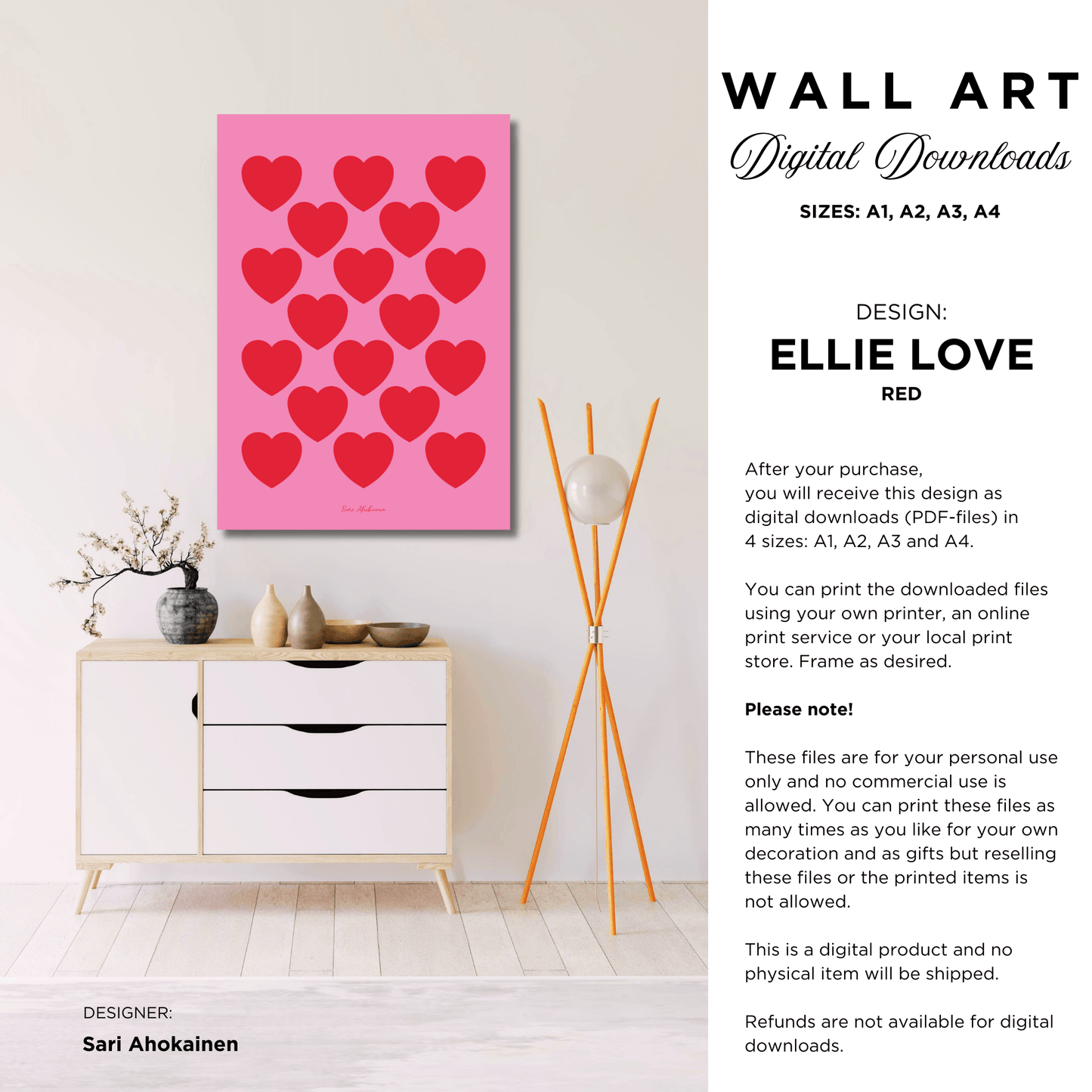 DIGITAL WALL ART - ELLIE LOVE red