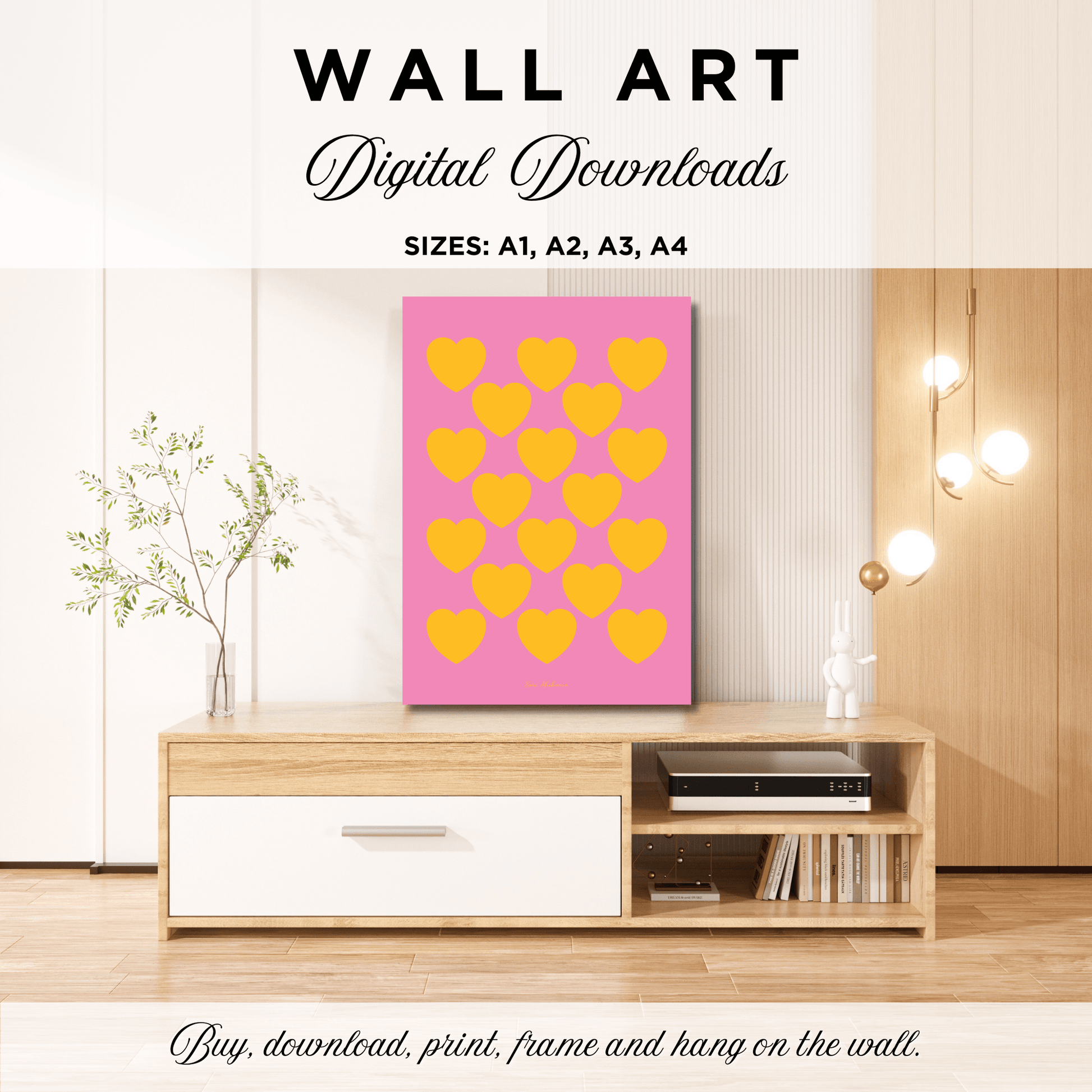 DIGITAL WALL ART - ELLIE LOVE yellow pink
