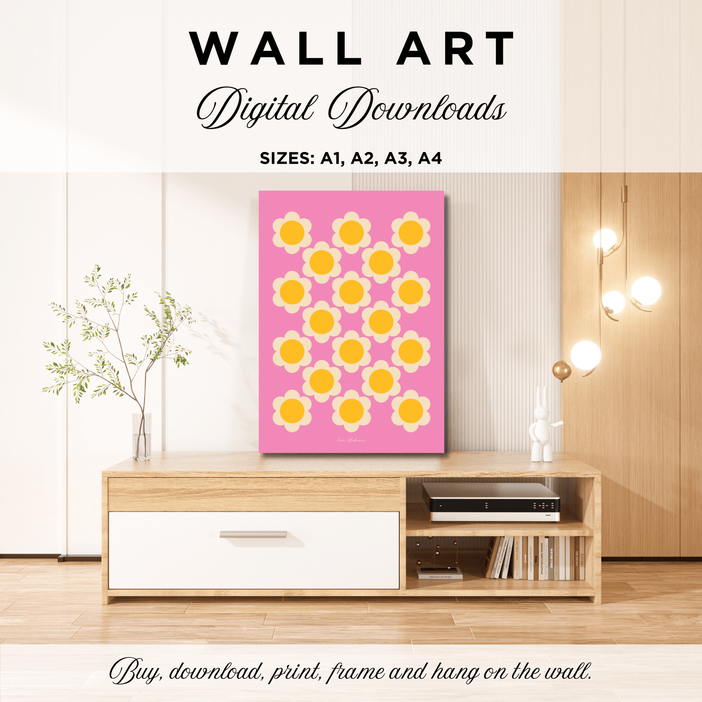 DIGITAL WALL ART - ELLIE yellow pink
