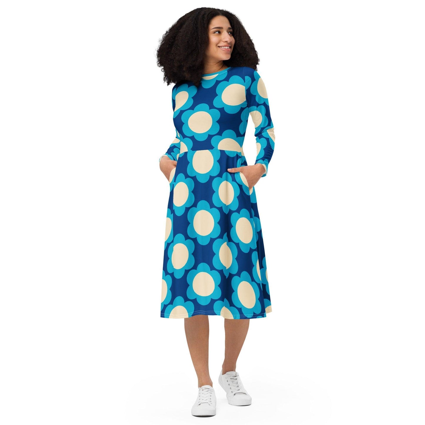 ELLIE blue - Midi Dress With Pockets - SHALMIAK