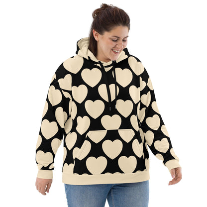 Hoodie - ELLIE LOVE black - Bold heart print 6XL