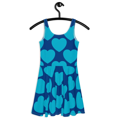 Skater Dress - ELLIE LOVE blues - Bold Heart Print