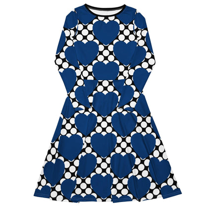 ELLIE LOVE DOT blue black - Midi Dress With Pockets - SHALMIAK