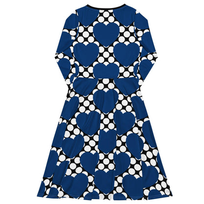 ELLIE LOVE DOT blue black - Midi Dress With Pockets - SHALMIAK