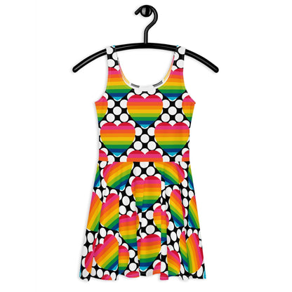Skater Dress - ELLIE LOVE DOT rainbow - Bold Heart Print