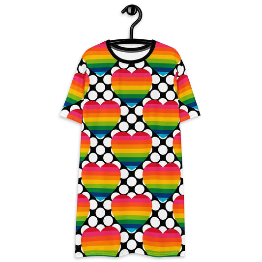T-Shirt Dress - ELLIE LOVE DOT rainbow - Bold Heart Print