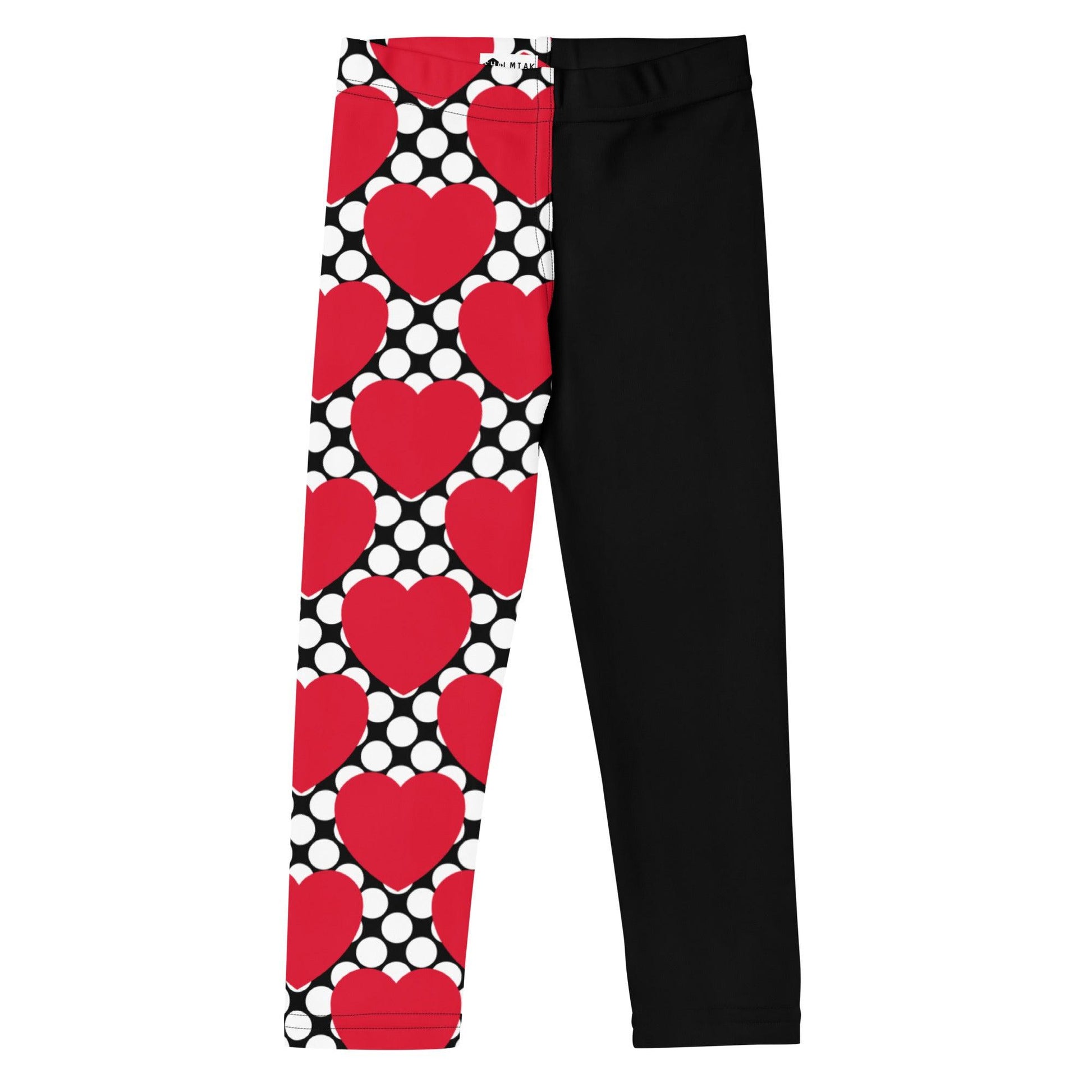 ELLIE LOVE DOT red black - Kids' Leggings - Bold Heart Print