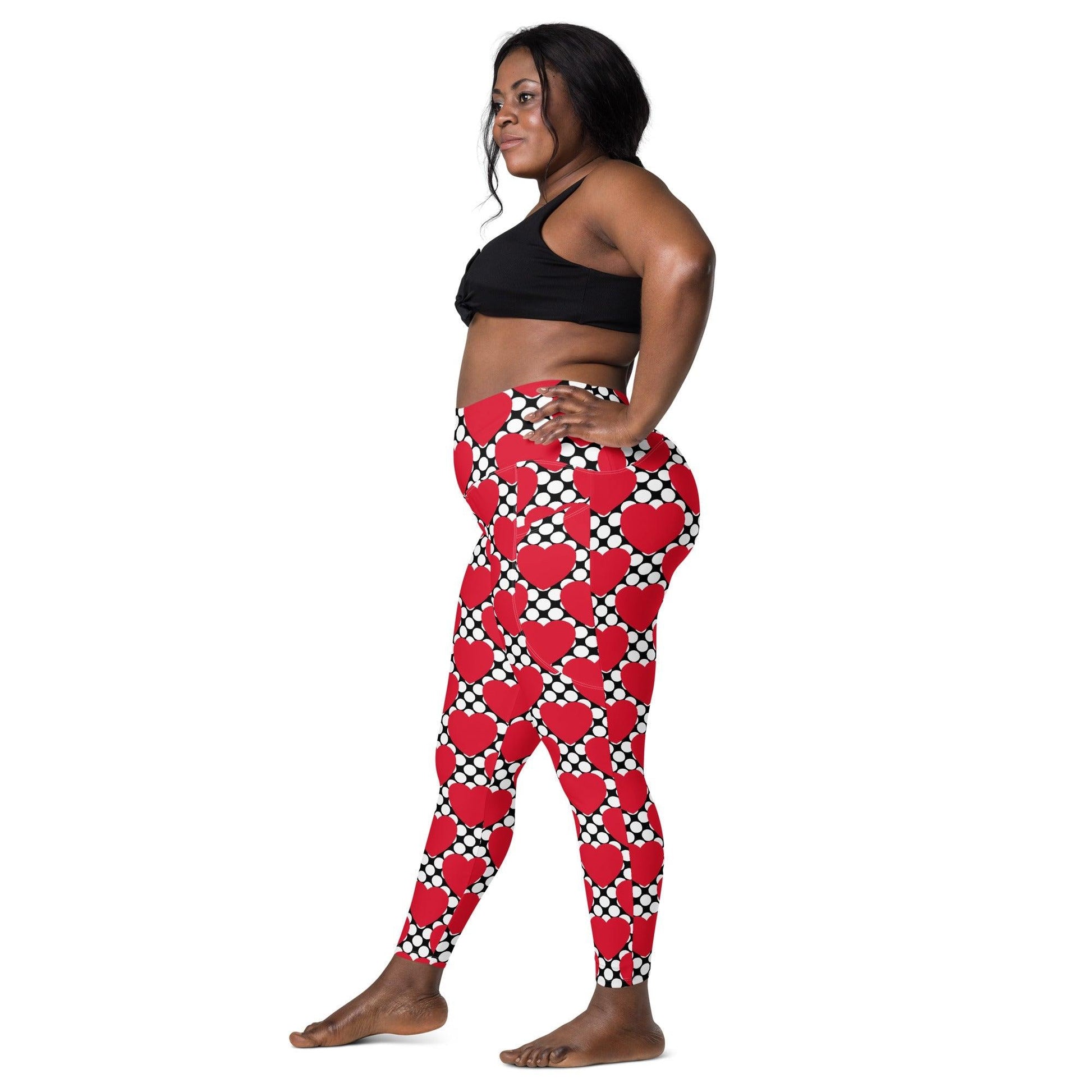 ELLIE LOVE DOT red black - Leggings With Pockets - SHALMIAK