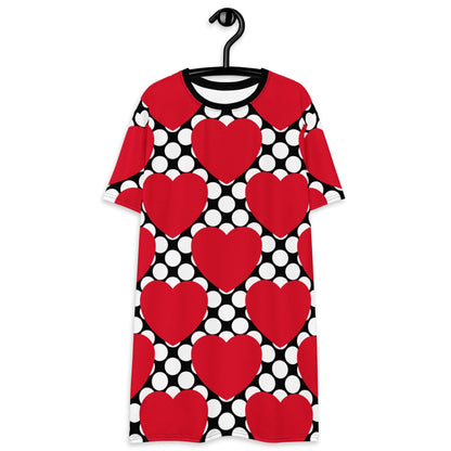 ELLIE LOVE DOT red black - T-Shirt Dress - SHALMIAK