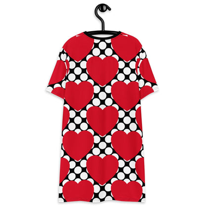 ELLIE LOVE DOT red black - T-Shirt Dress - SHALMIAK