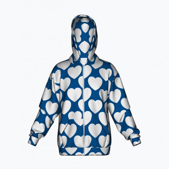 ELLIE LOVE fin - Cotton Zipper Hoodie - Bold Heart Print