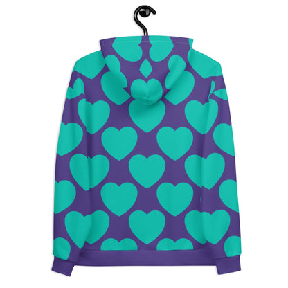 Hoodie - ELLIE LOVE mint purple - Bold heart print