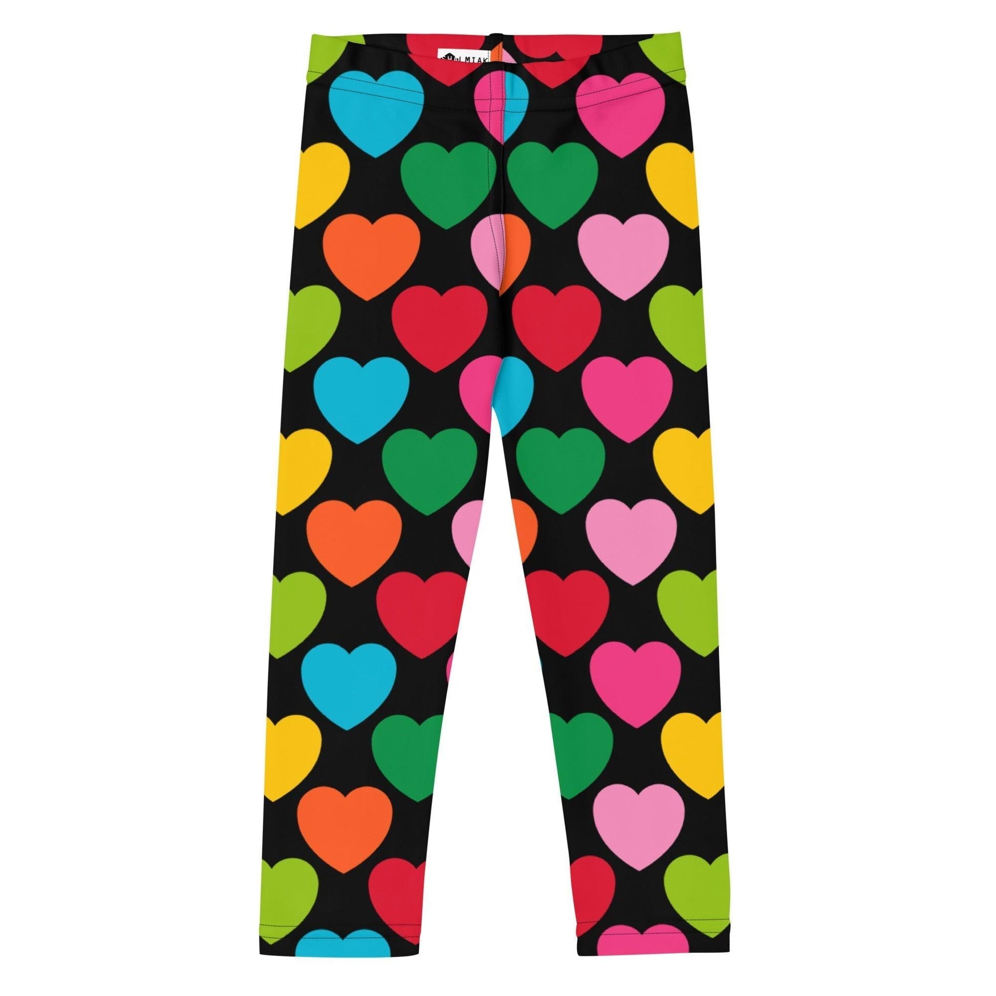 ELLIE LOVE mix black -2- Kids' Leggings - Bold Heart Print