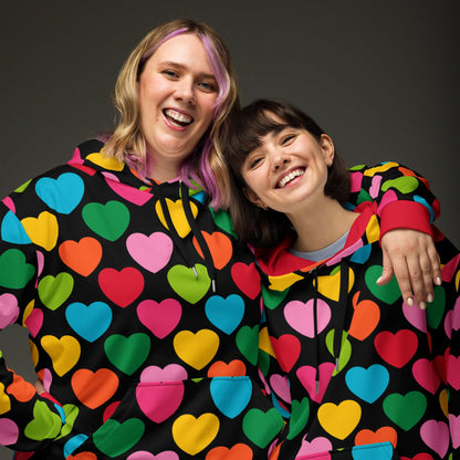 Hoodie - ELLIE LOVE mix black - Bold heart print 6XL
