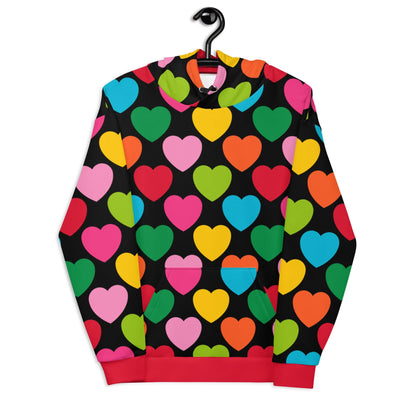 Hoodie - ELLIE LOVE mix black - Bold heart print