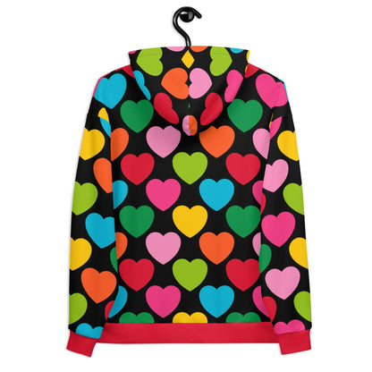 Hoodie - ELLIE LOVE mix black - Bold heart print