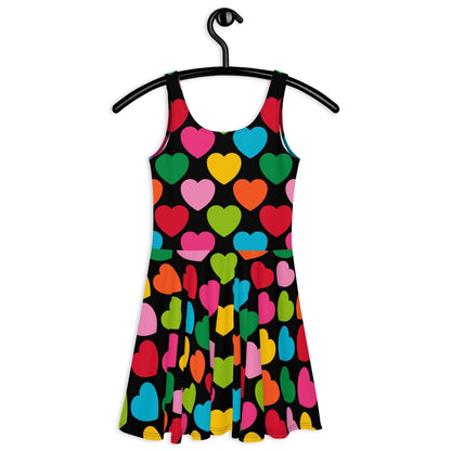 Skater Dress - ELLIE LOVE mix black - Bold Heart Print