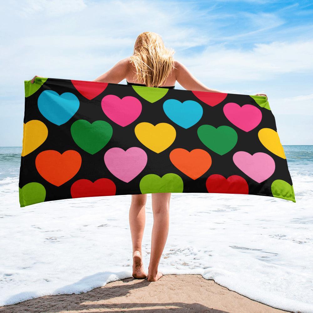 Towel - ELLIE LOVE mix black - Bold Heart Print