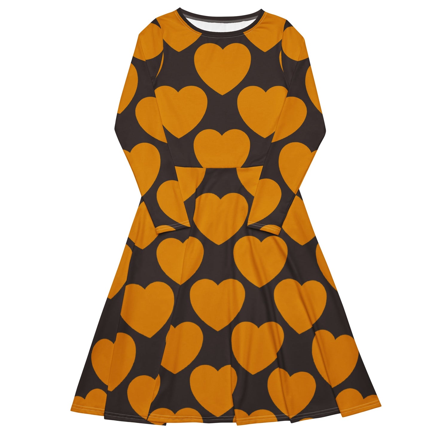ELLIE LOVE orange brown - Midi Dress With Pockets - SHALMIAK