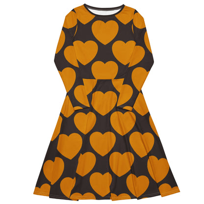 ELLIE LOVE orange brown - Midi Dress With Pockets - SHALMIAK