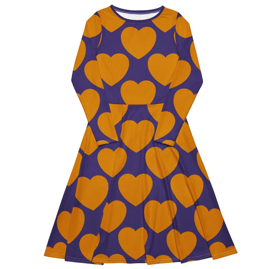 ELLIE LOVE orange purple - Midi Dress With Pockets - SHALMIAK