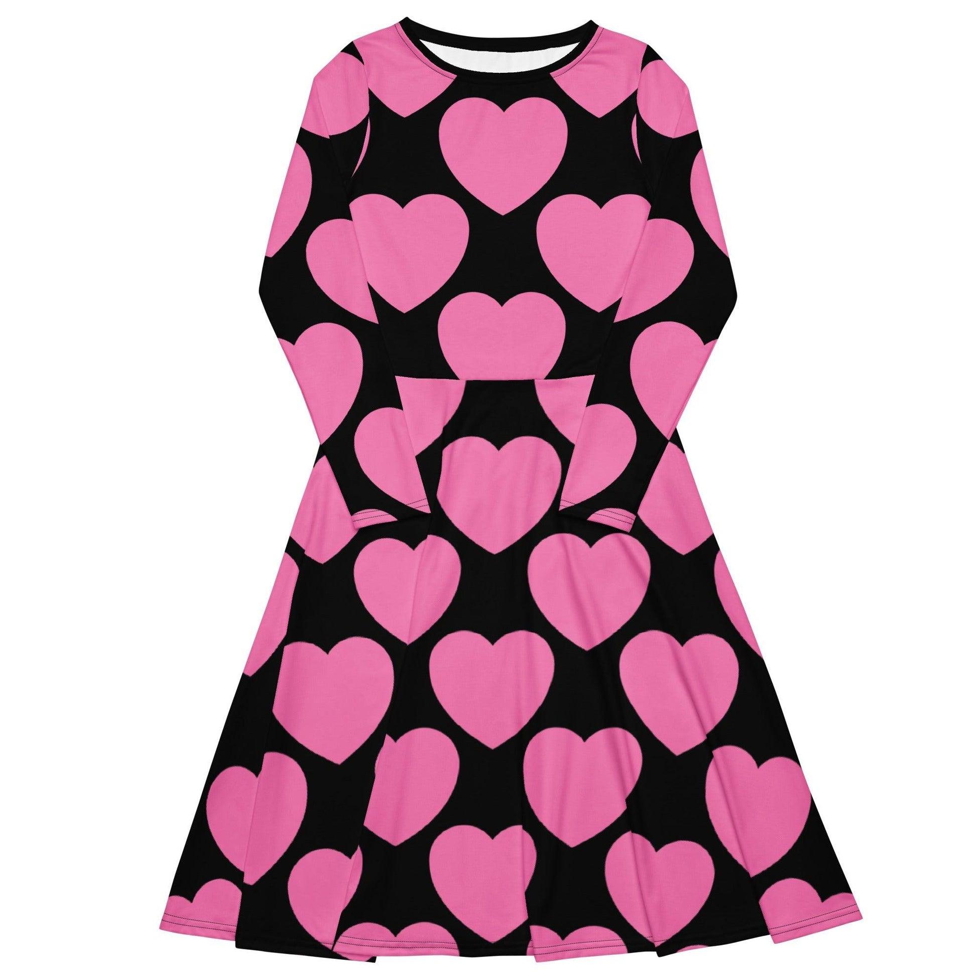 ELLIE LOVE pink black - Midi Dress With Pockets - SHALMIAK