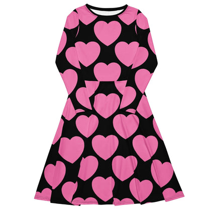 ELLIE LOVE pink black - Midi Dress With Pockets - SHALMIAK