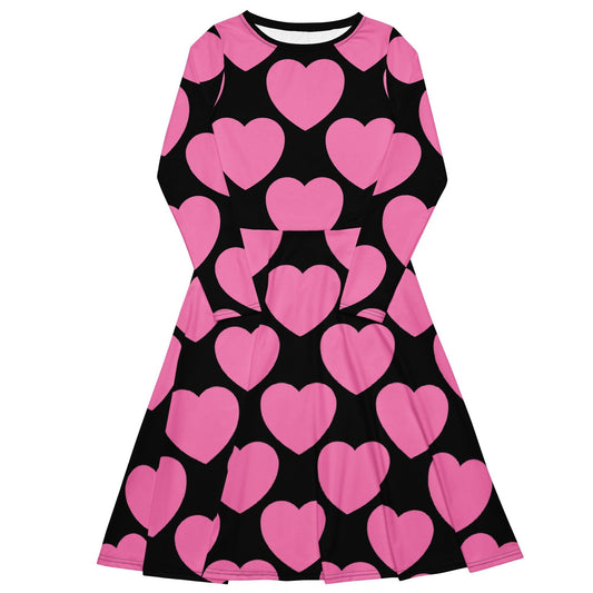 ELLIE LOVE pink black - Midi Dress With Pockets - SHALMIAK