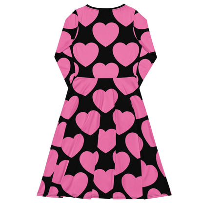 ELLIE LOVE pink black - Midi Dress With Pockets - SHALMIAK