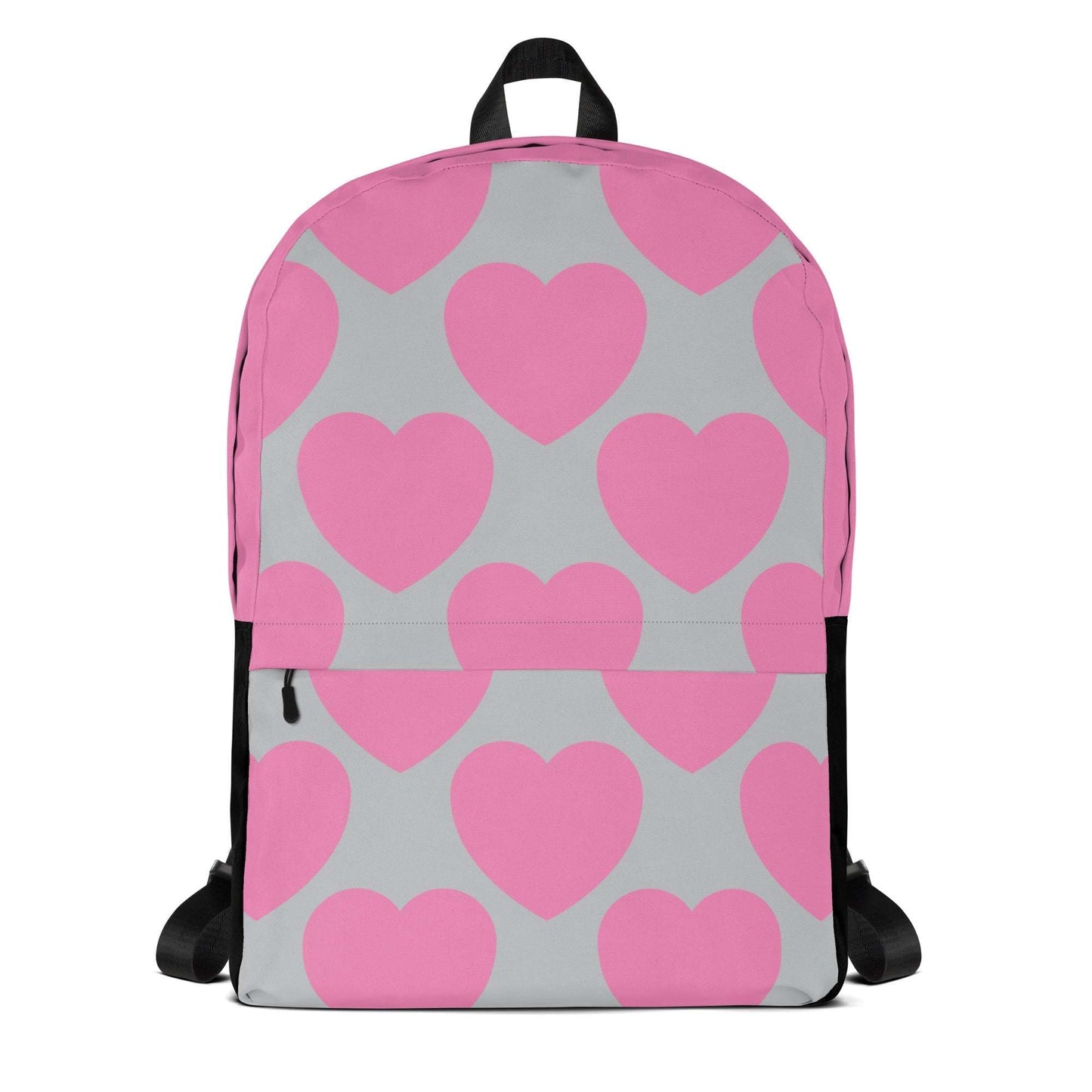 Backpack - ELLIE LOVE pink grey - Bold Heart Print