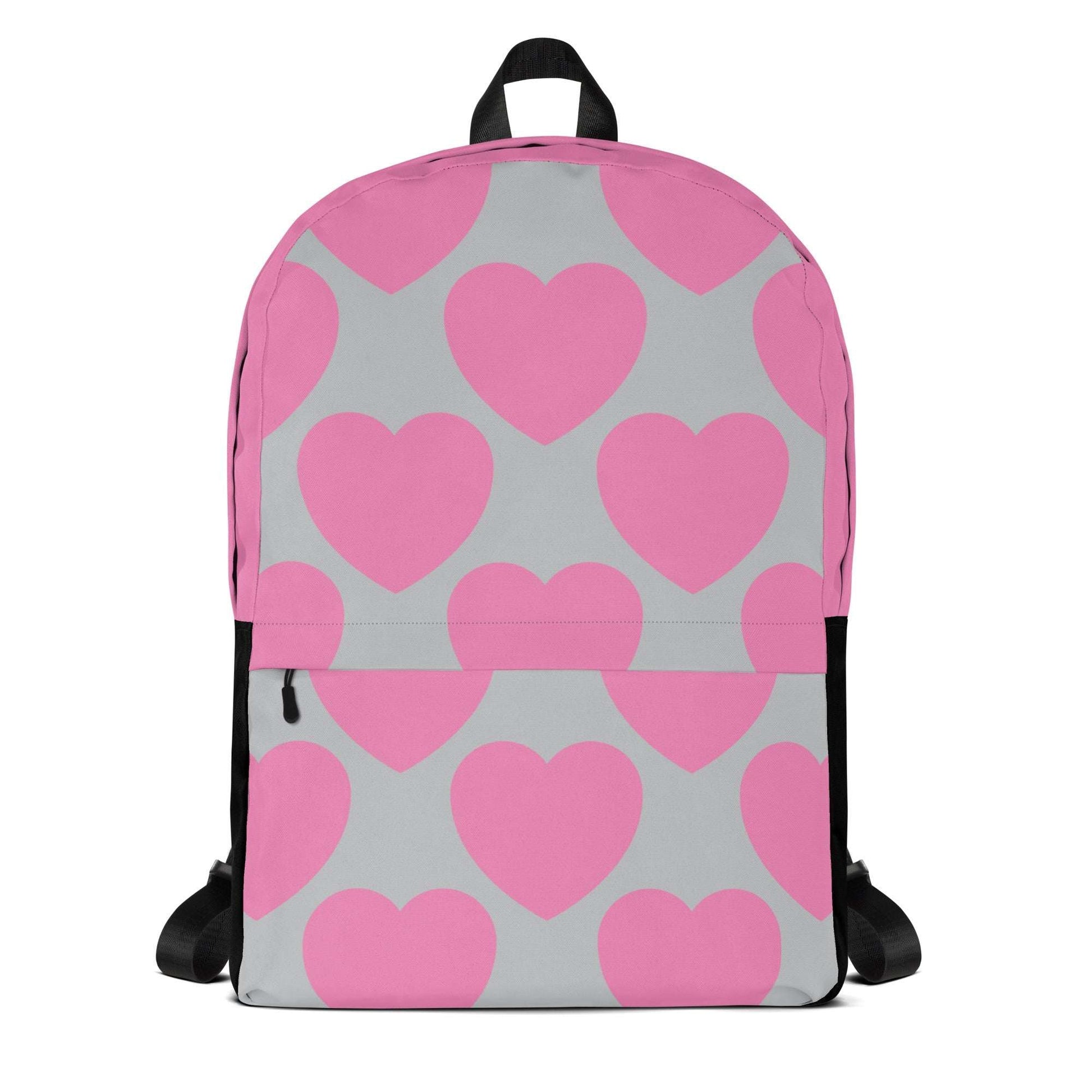 Backpack - ELLIE LOVE pink grey - Bold Heart Print