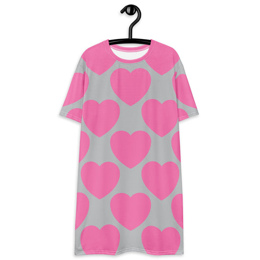 ELLIE LOVE pink grey - T-Shirt Dress - SHALMIAK