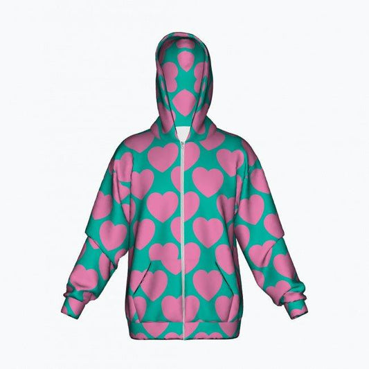 ELLIE LOVE pink mint - Cotton Zipper Hoodie - SHALMIAK