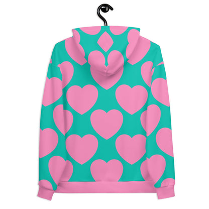 Hoodie - ELLIE LOVE pink mint - Bold heart print