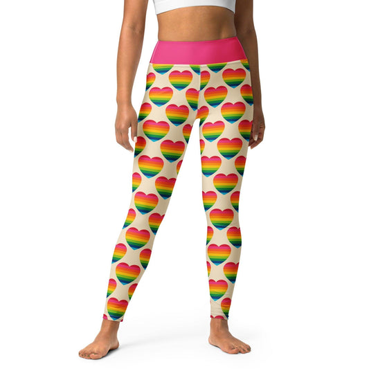 ELLIE LOVE rainbow -2- Yoga Leggings - Bold Heart Print