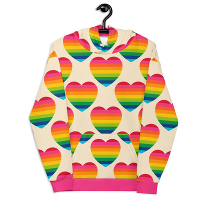 Hoodie - ELLIE LOVE rainbow - Bold heart print 6XL