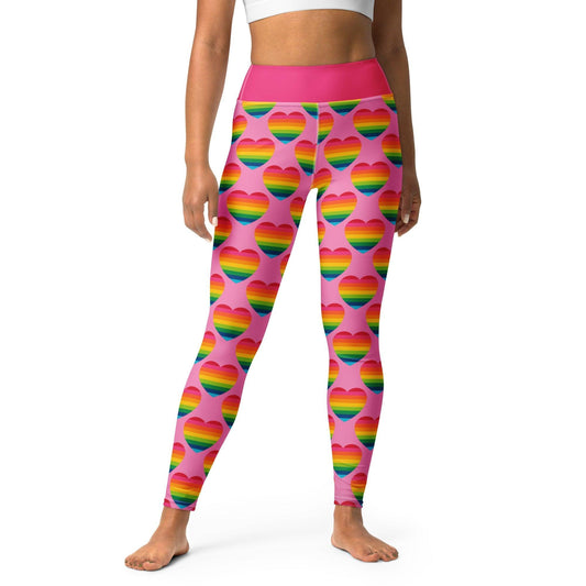 ELLIE LOVE rainbow pink -2- Yoga Leggings - Bold Heart Print