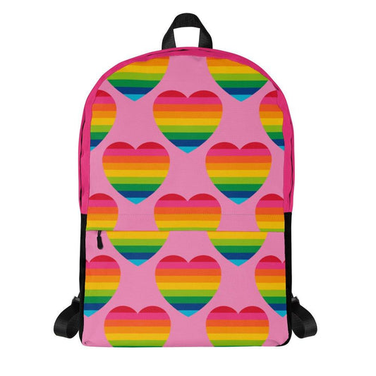Backpack - ELLIE LOVE rainbow pink - Bold Heart Print