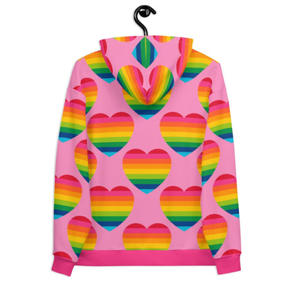 Hoodie - ELLIE LOVE rainbow pink - Bold heart print