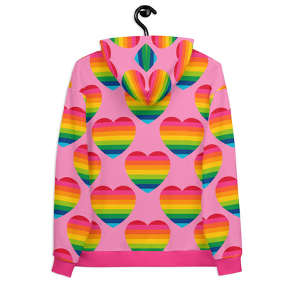 Hoodie - ELLIE LOVE rainbow pink - Bold heart print