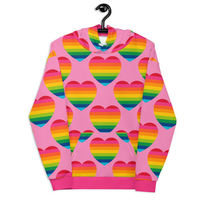 Hoodie - ELLIE LOVE rainbow pink - Bold heart print 6XL