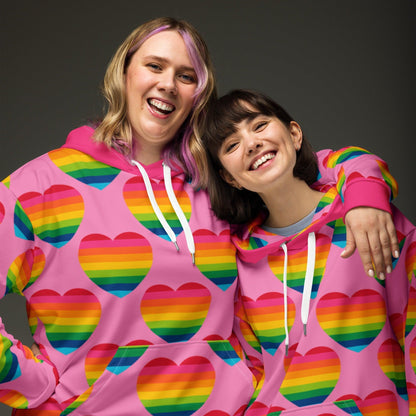 Hoodie - ELLIE LOVE rainbow pink - Bold heart print