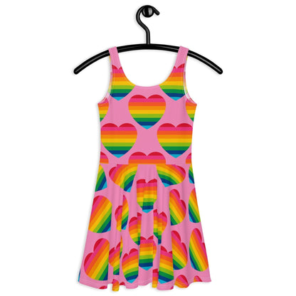 Skater Dress - ELLIE LOVE rainbow pink - Bold Heart Print