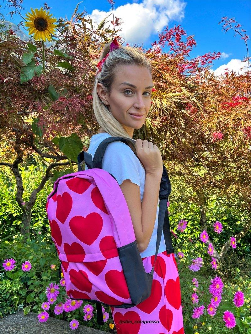 ELLIE LOVE red - Backpack - Bold Heart Print