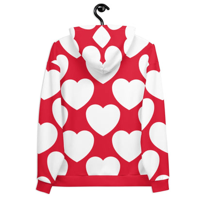 Hoodie - ELLIE LOVE red white - Bold heart print