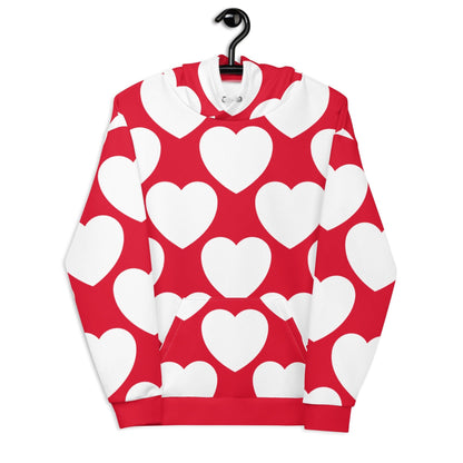 Hoodie - ELLIE LOVE red white - Bold heart print 6XL