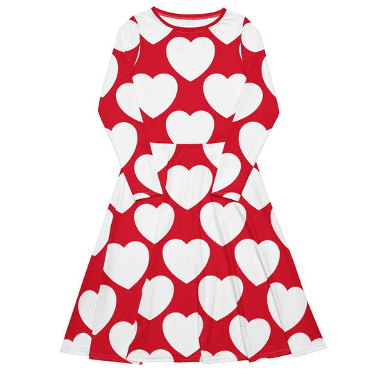ELLIE LOVE red white - Midi Dress With Pockets - SHALMIAK