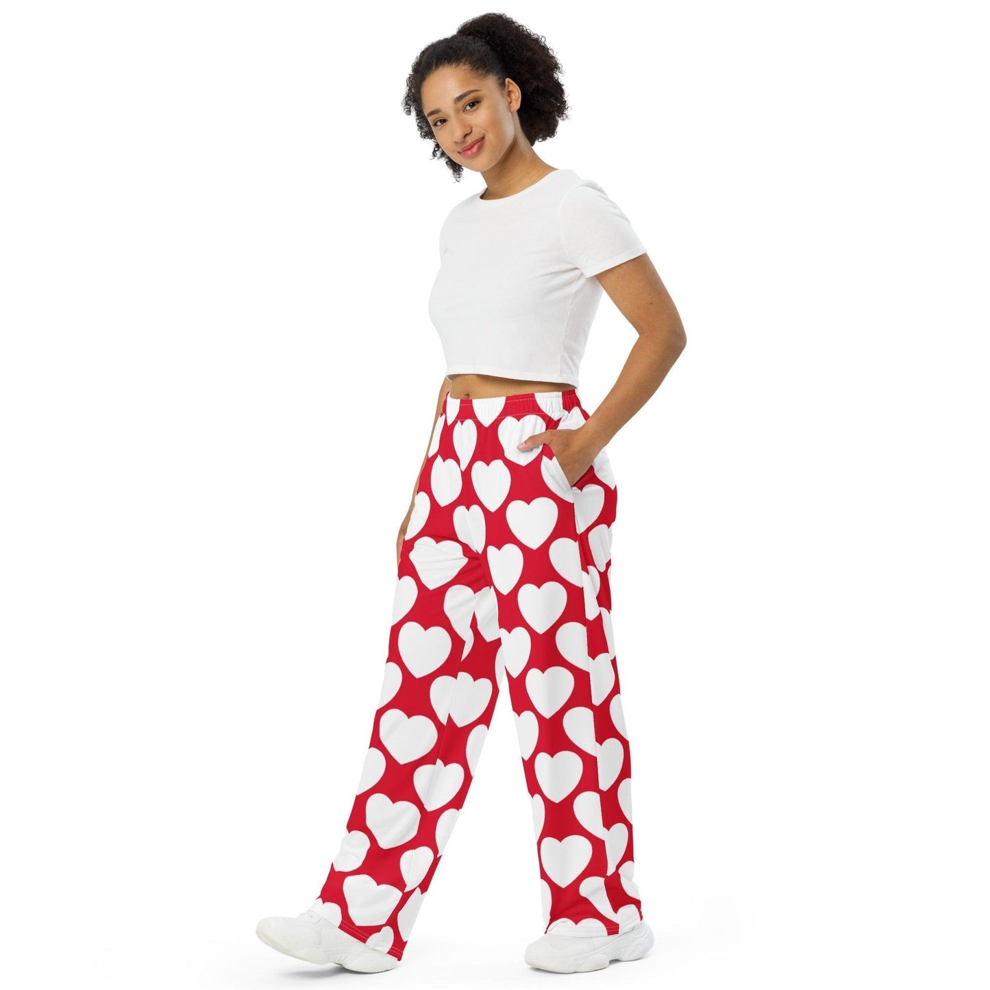 Pants - ELLIE LOVE red white - Bold Heart Print