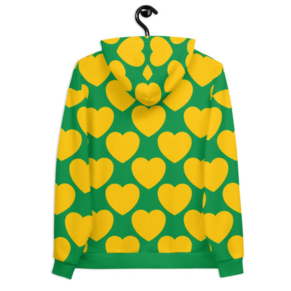 Hoodie - ELLIE LOVE yellow green - Bold heart print